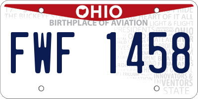 OH license plate FWF1458