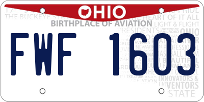 OH license plate FWF1603