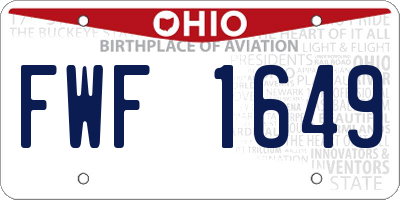 OH license plate FWF1649