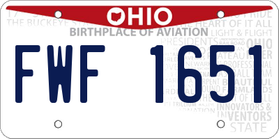 OH license plate FWF1651