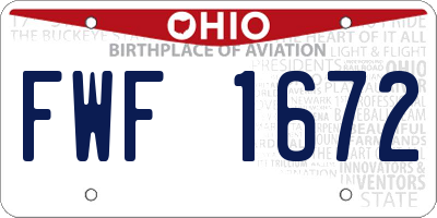 OH license plate FWF1672