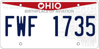OH license plate FWF1735