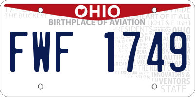 OH license plate FWF1749