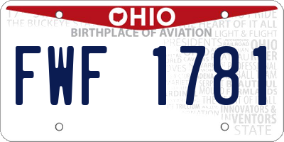 OH license plate FWF1781
