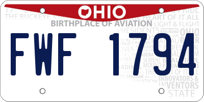 OH license plate FWF1794