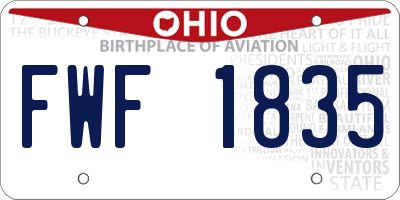OH license plate FWF1835