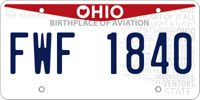 OH license plate FWF1840