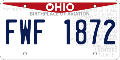OH license plate FWF1872