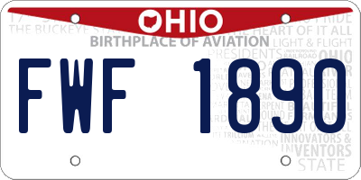 OH license plate FWF1890