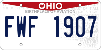 OH license plate FWF1907