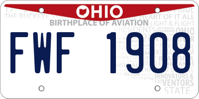OH license plate FWF1908
