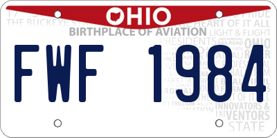 OH license plate FWF1984