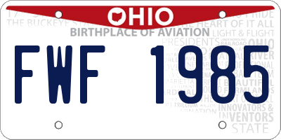 OH license plate FWF1985