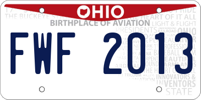 OH license plate FWF2013