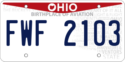 OH license plate FWF2103
