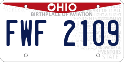OH license plate FWF2109