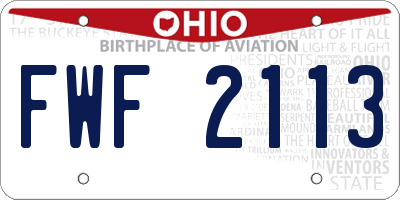 OH license plate FWF2113