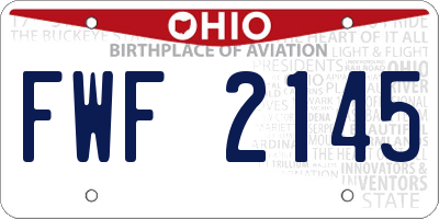 OH license plate FWF2145