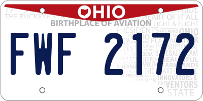 OH license plate FWF2172