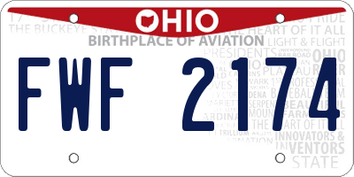 OH license plate FWF2174