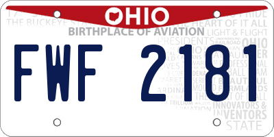 OH license plate FWF2181