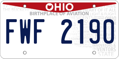 OH license plate FWF2190
