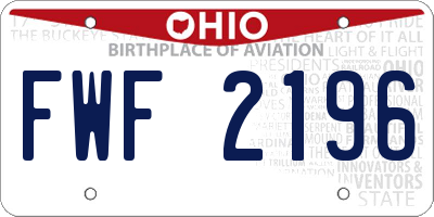 OH license plate FWF2196