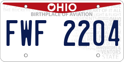 OH license plate FWF2204