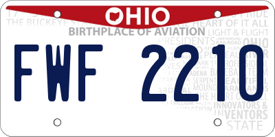 OH license plate FWF2210