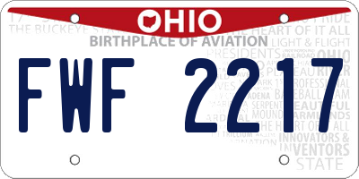OH license plate FWF2217