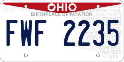 OH license plate FWF2235