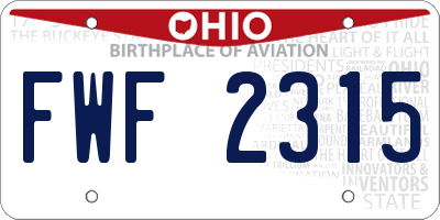 OH license plate FWF2315