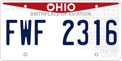 OH license plate FWF2316