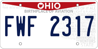 OH license plate FWF2317