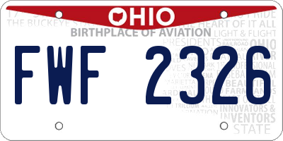 OH license plate FWF2326