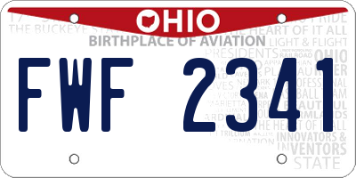 OH license plate FWF2341