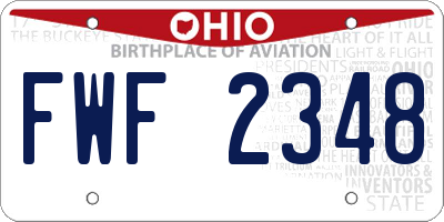 OH license plate FWF2348