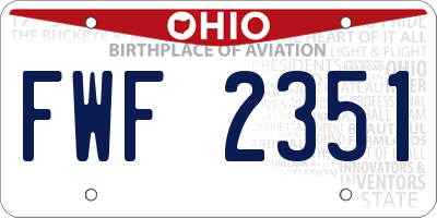 OH license plate FWF2351