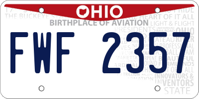 OH license plate FWF2357