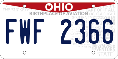 OH license plate FWF2366