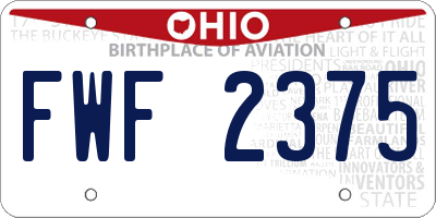 OH license plate FWF2375