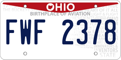OH license plate FWF2378