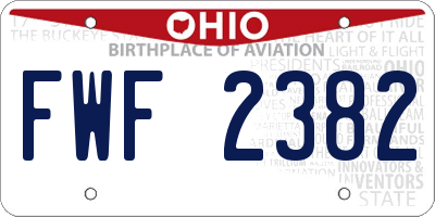OH license plate FWF2382