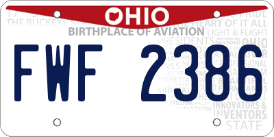 OH license plate FWF2386