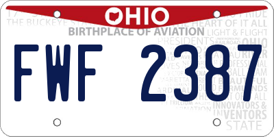 OH license plate FWF2387