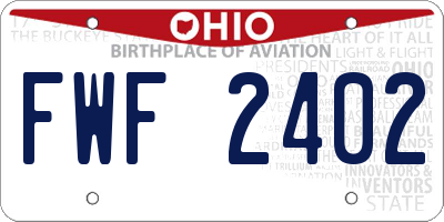 OH license plate FWF2402