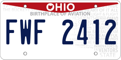 OH license plate FWF2412