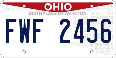 OH license plate FWF2456