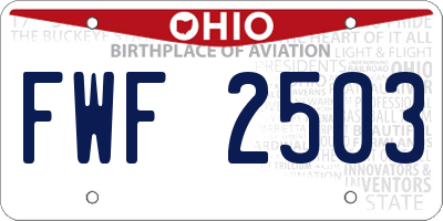 OH license plate FWF2503
