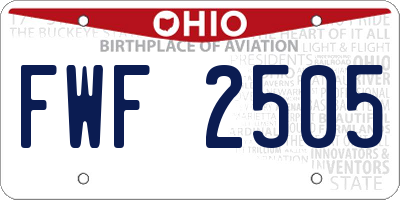 OH license plate FWF2505